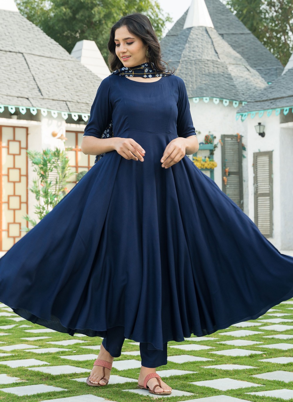 Ready Made Online Anarkali Suit in Rani Pink Upada Silk Fabric LSTV113289