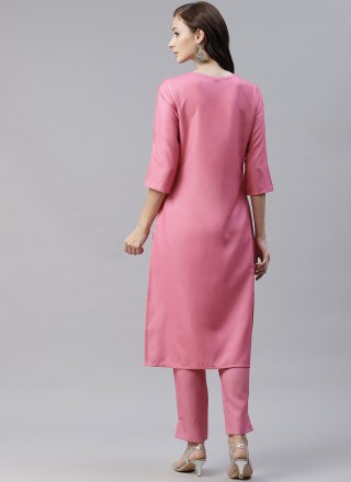Poly Rayon Pink Digital Print Party Wear Kurti