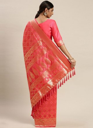 Poly Silk Pink Weaving Designer Traditional Saree