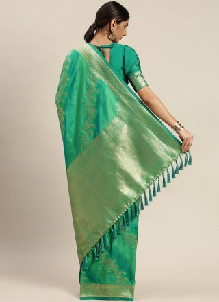 Poly Silk Weaving Designer Traditional Saree in Green