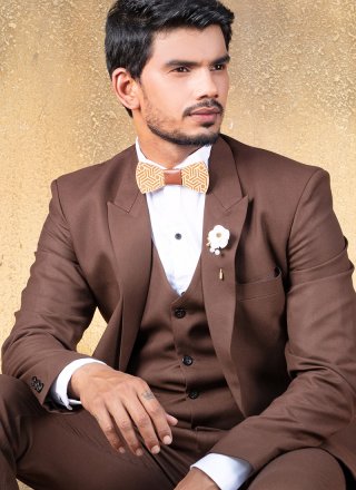 Polyester Brown Jacket Style Suit