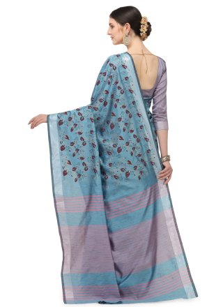 Print Cotton Silk Printed Saree in Blue