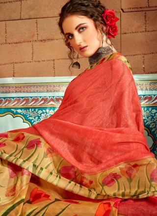 Printed Multi Colour Cotton Saree