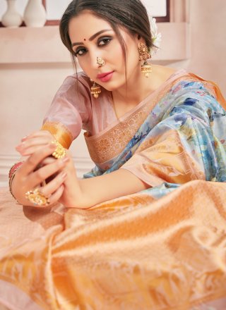 Printed Saree Woven Art Banarasi Silk in Multi Colour