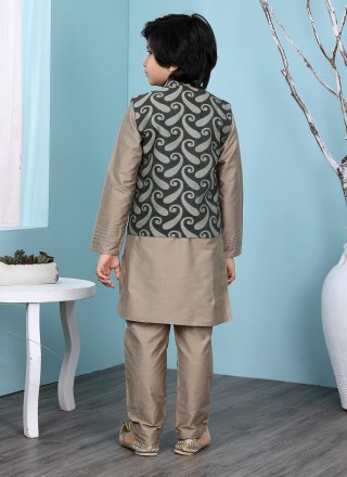 Printed Work Handloom silk Kurta Payjama With Jacket