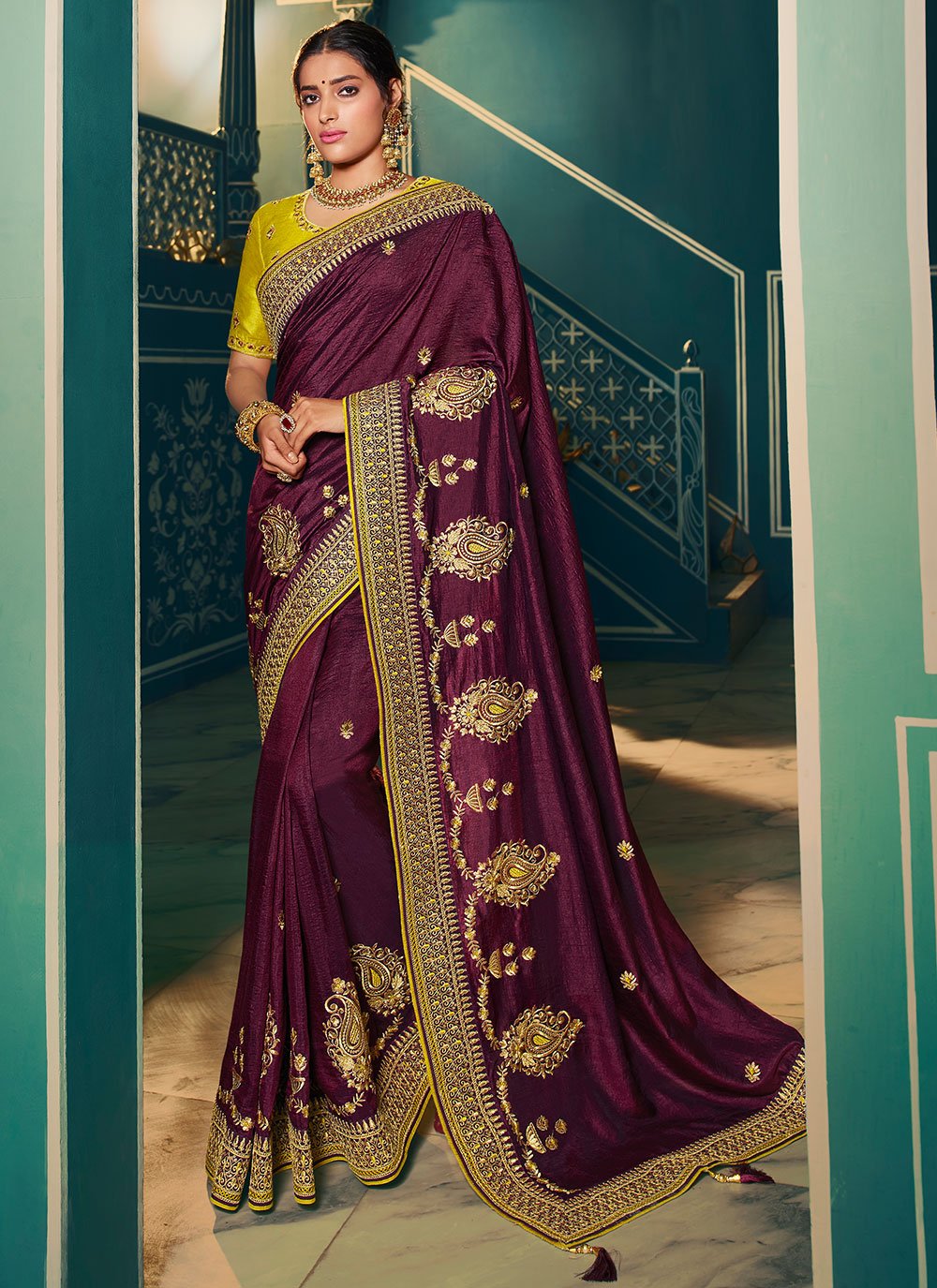 Purple Color Designer Traditional Saree