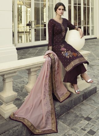 Purple Embroidered Festival Designer Pakistani Salwar Suit