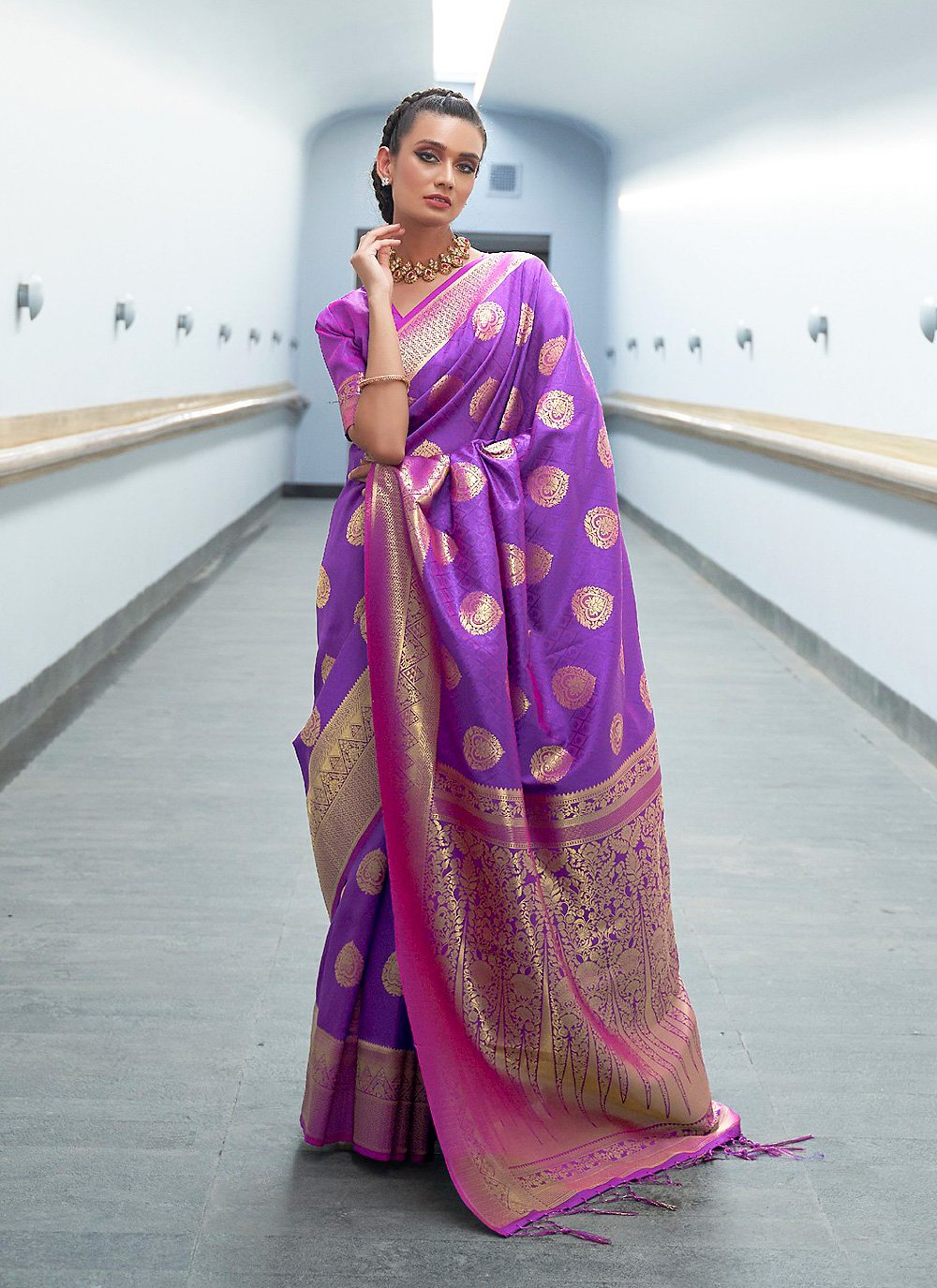 Purple Festival Handloom silk Traditional Designer Saree