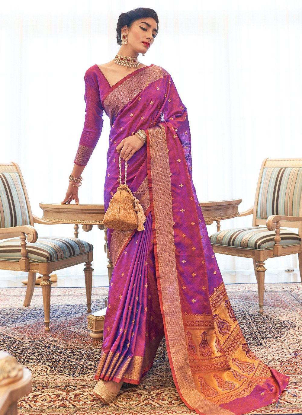 Purple Festival Kanjivaram Silk Traditional Designer Saree