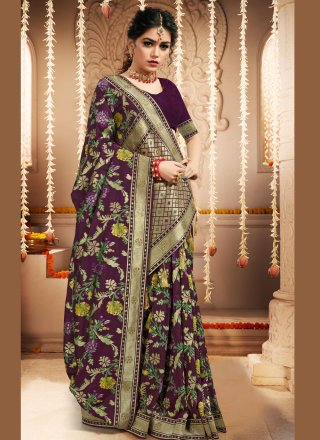 Purple Mehndi Traditional Designer Saree