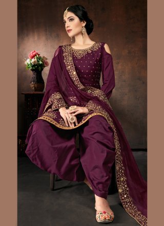Purple Mirror Designer Patiala Suit