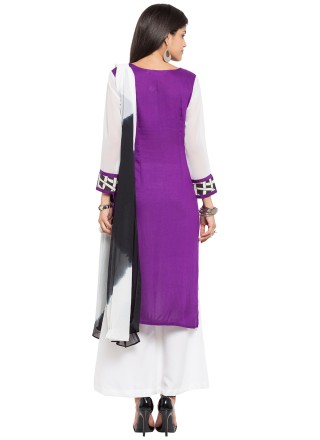 Purple Printed Mehndi Readymade Salwar Kameez