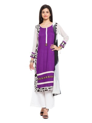 Purple Printed Mehndi Readymade Salwar Kameez