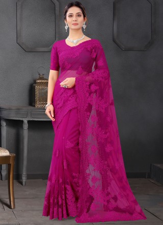 Purple Resham Net Trendy Saree