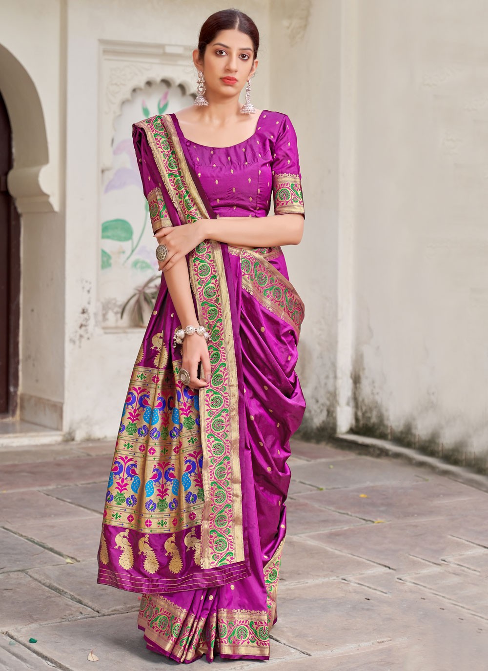 Purple Silk Designer Traditional Saree
