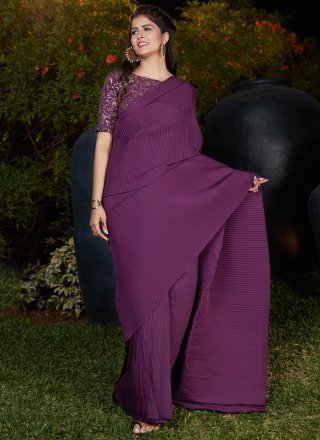 Purple Silk Festival Traditional Designer Saree