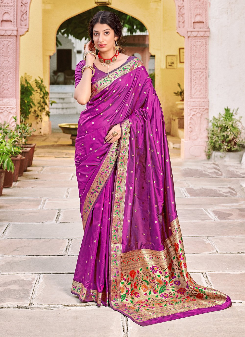 Purple Weaving Banarasi Silk Designer Traditional Saree