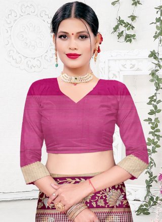 Purple Weaving Silk Designer Saree