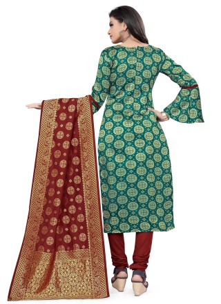 Rama Banarasi Silk Weaving Churidar Salwar Suit