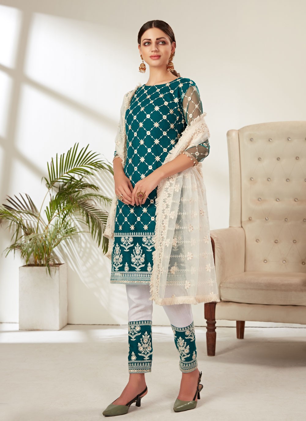 Rama Embroidered Pant Style Suit