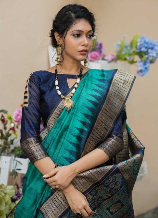 Rama Tussar Silk Designer Traditional Saree