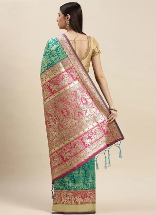 Rama Weaving Mehndi Designer Traditional Saree