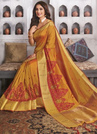 Raw Silk Gold Woven Designer Traditional Saree