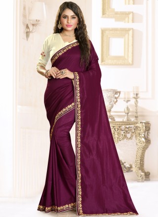 Raw Silk Purple Designer Traditional Saree