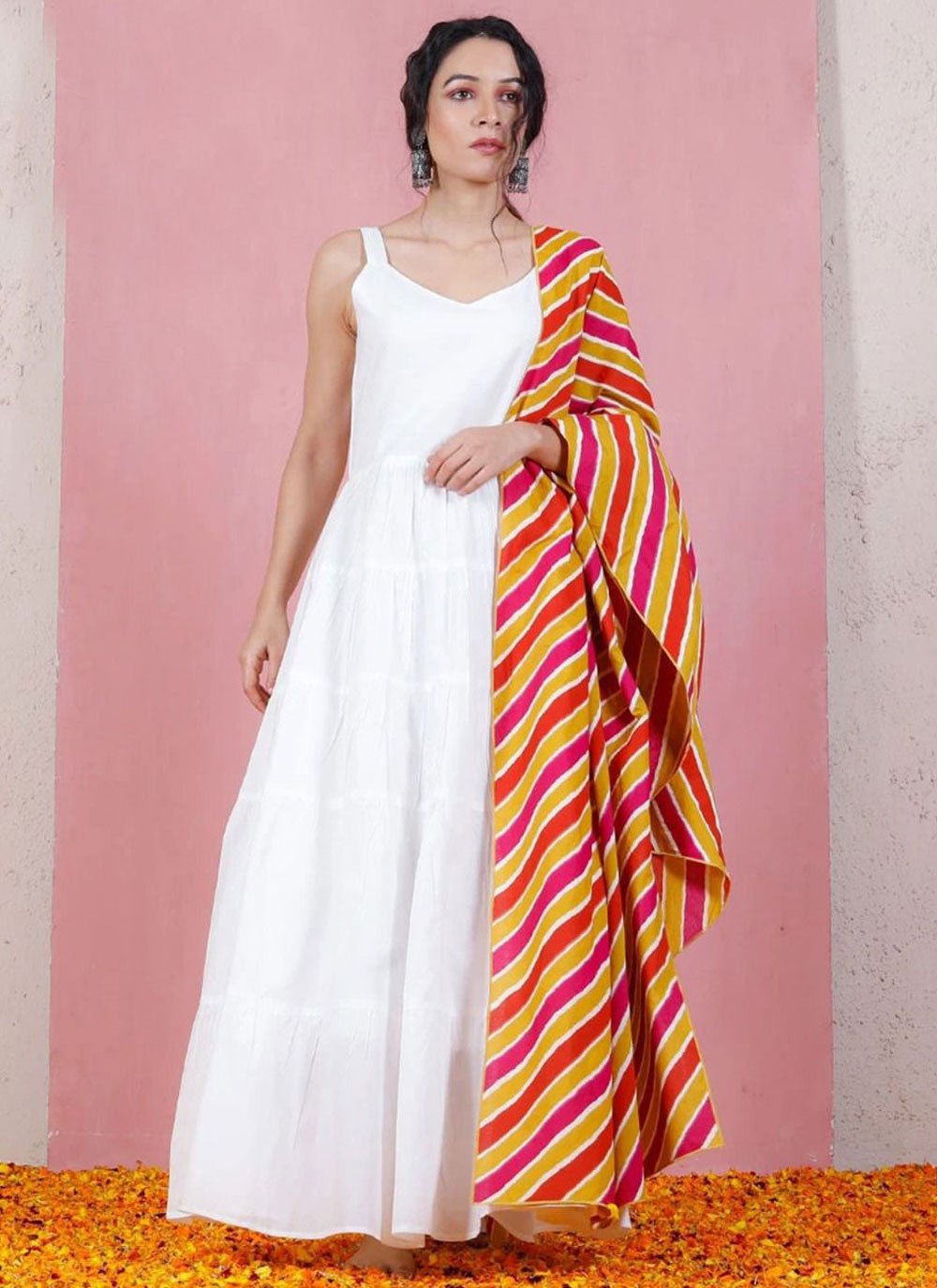 white anarkali suit online