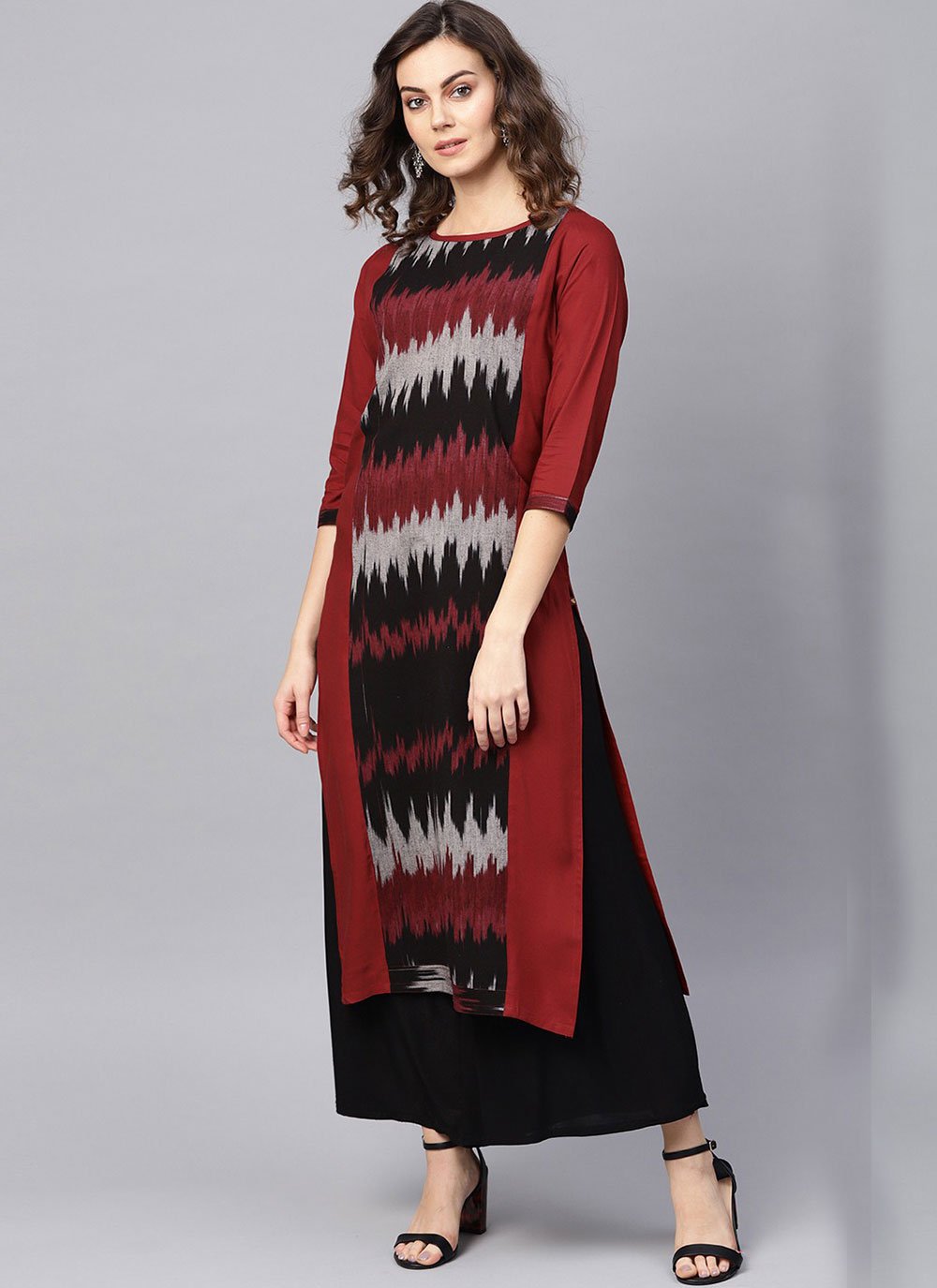 Rayon Party Wear Kurti in Maroon and Red