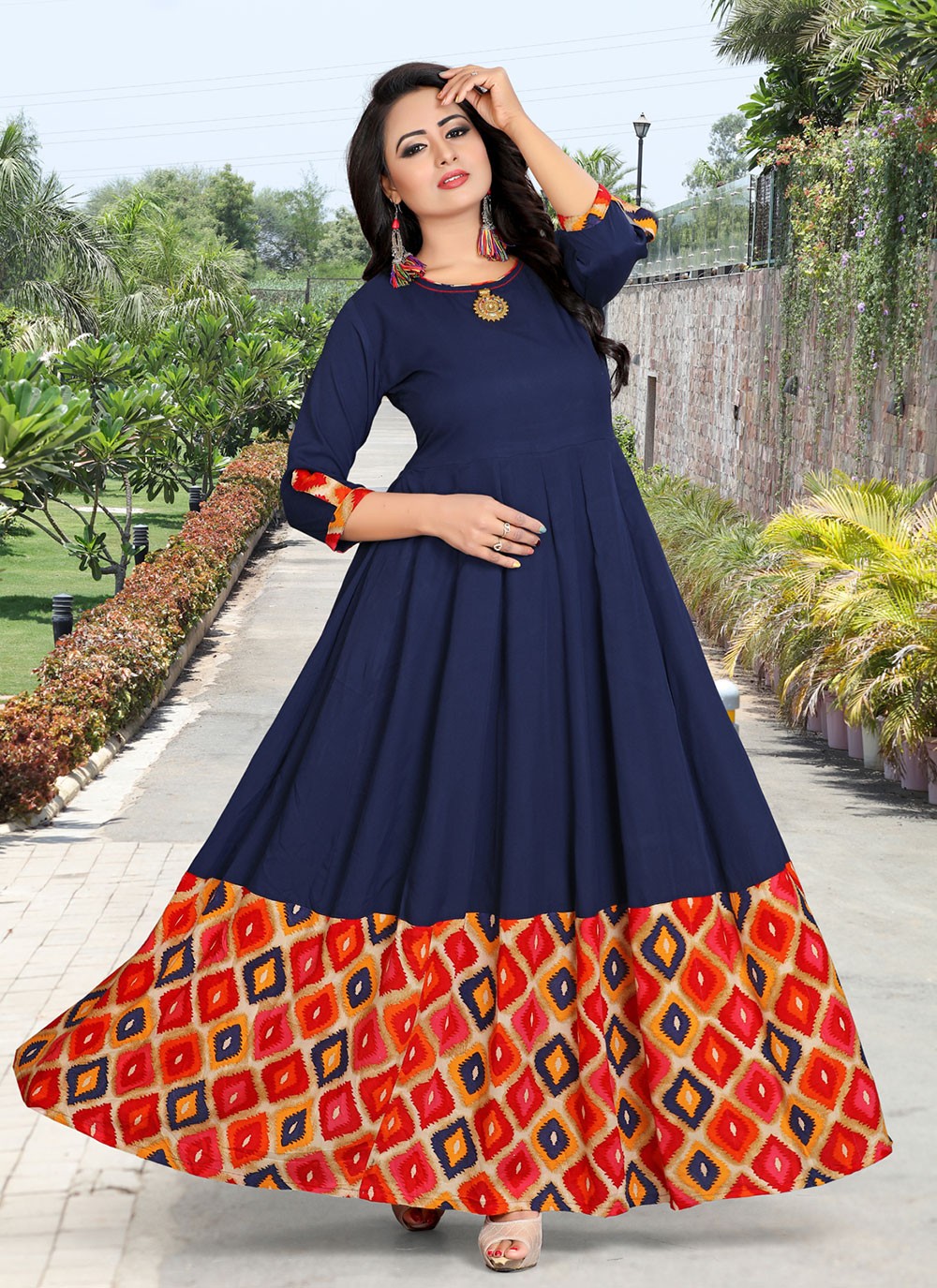 Navy Blue Shaded Georgette Dress  Shopzters