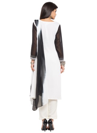 Readymade Salwar Kameez Embroidered Cotton in Off White