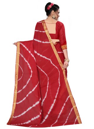 Red Art Silk Printed Saree