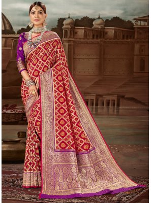 Red Banarasi Silk Weaving Traditional Designer Saree