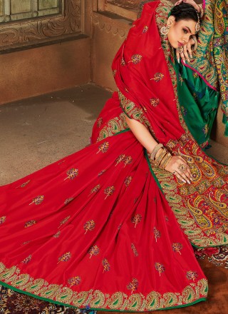 Red Ceremonial Silk Traditional Designer Saree