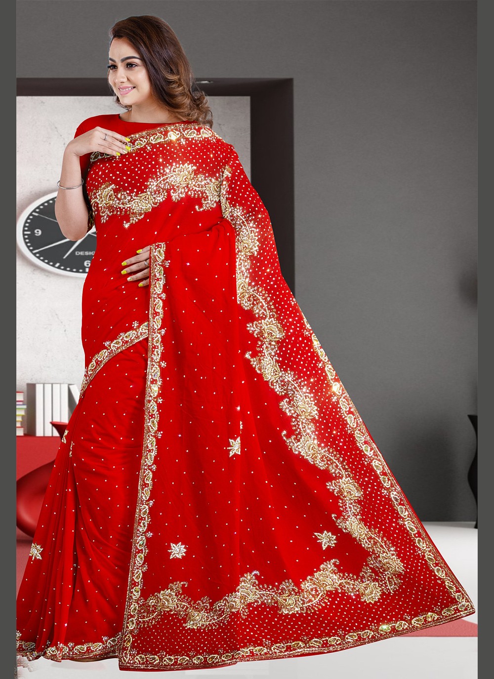 Red Color Classic Designer Saree