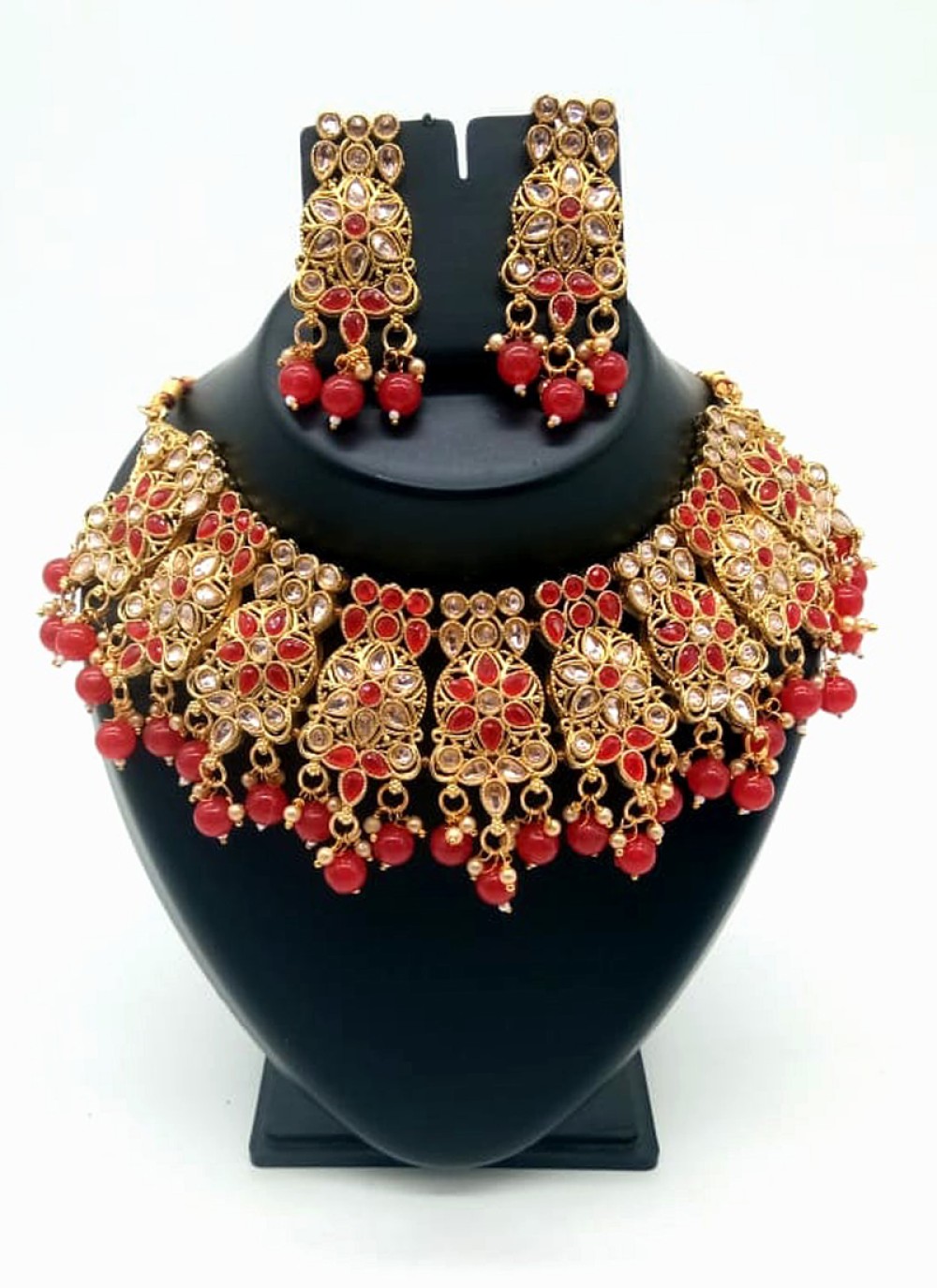 Red Color Necklace Set