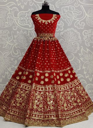 Red Embroidered Designer Lehenga Choli