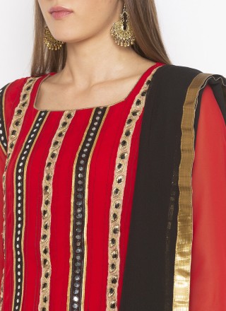 Red Embroidered Designer Pakistani Suit
