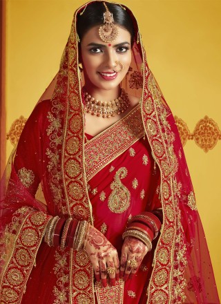 Red Engagement Designer Traditional Saree