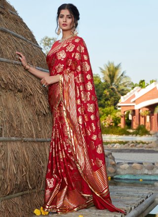 Red Festival Silk Bollywood Saree