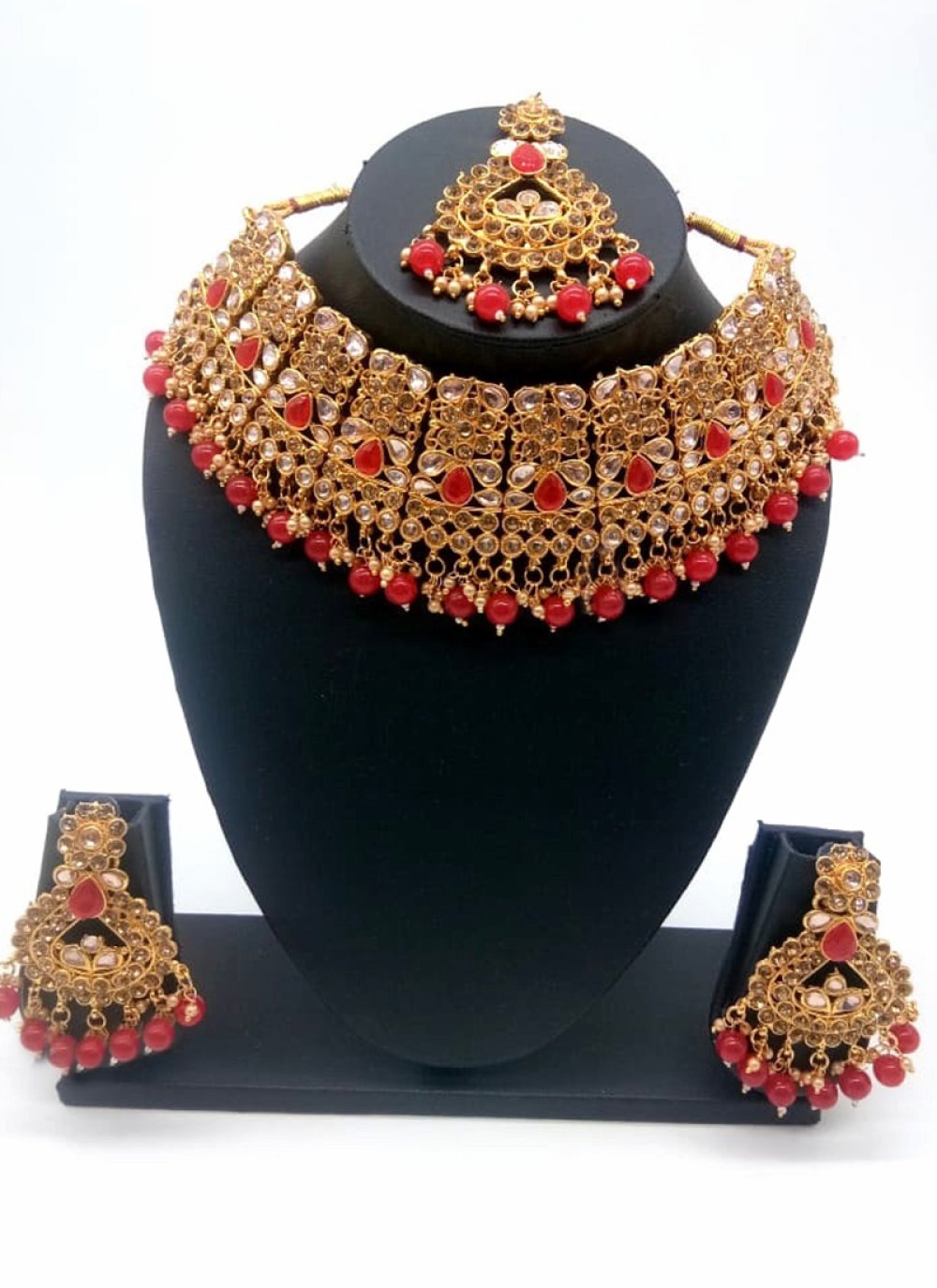 Red Kundan Festival Necklace Set