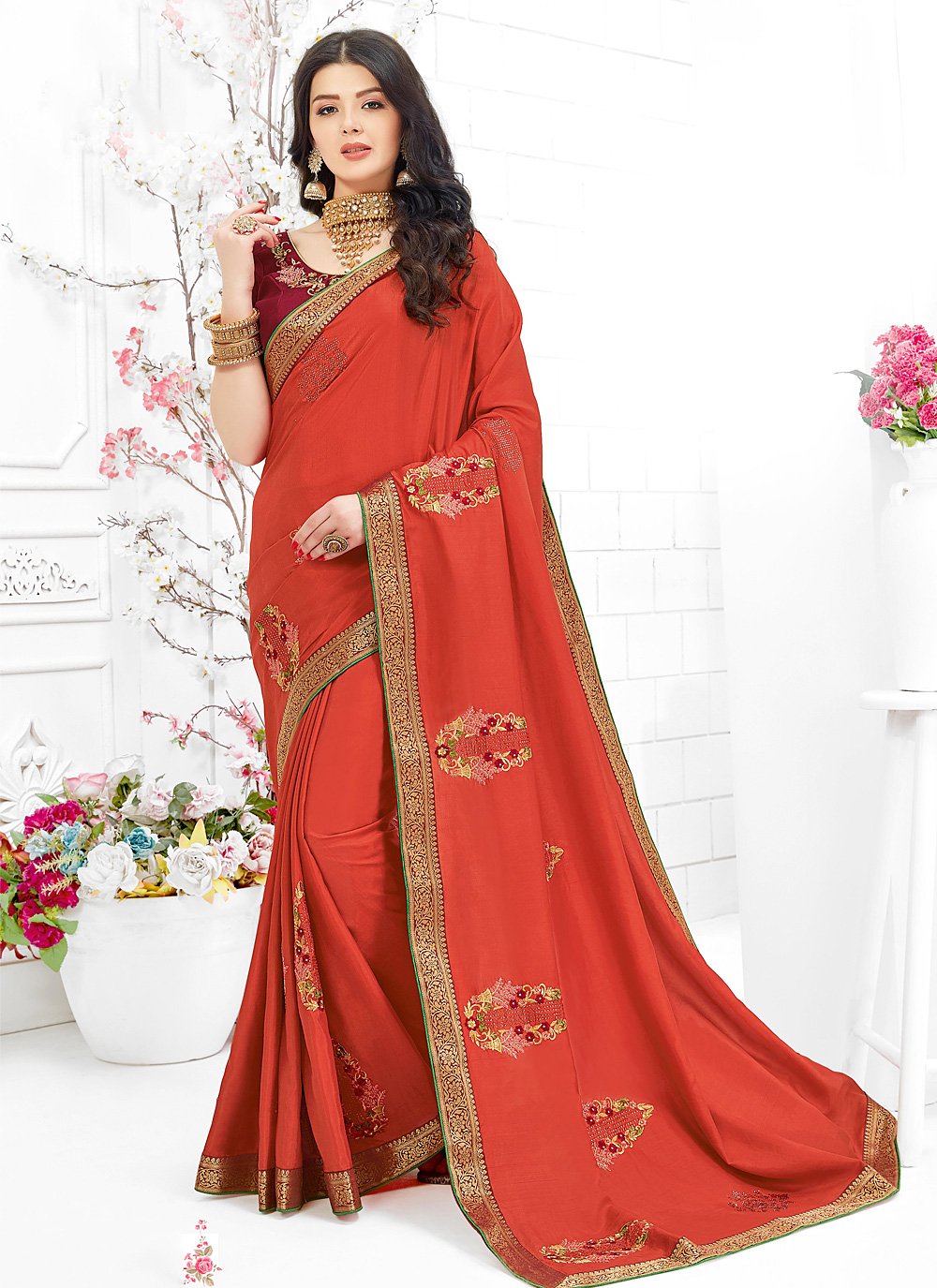 Plain Pink Sarees: Buy Latest Designs Online