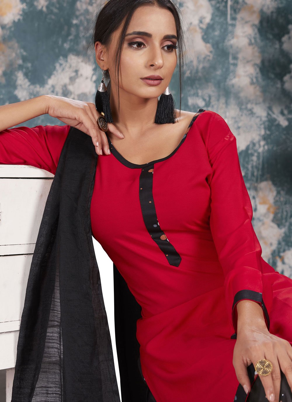 Plain red punjabi outlet suit