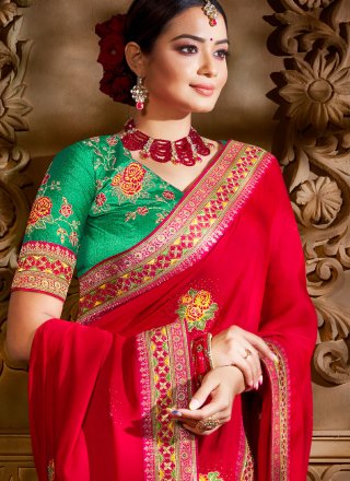 Red Sangeet Silk Designer Traditional Saree