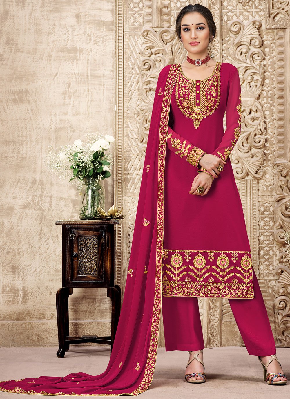 Wine Salwar Suit- Buy Latest Wine Color Salwar Kameez Online