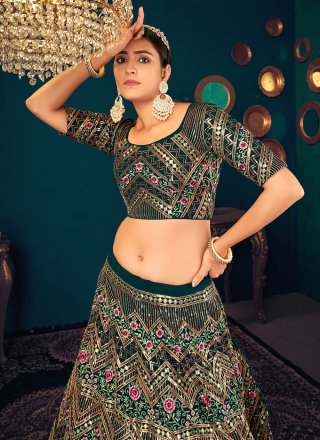 Resham Green Georgette Bollywood Lehenga Choli