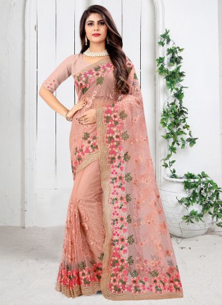 Resham Pink Classic Designer Saree