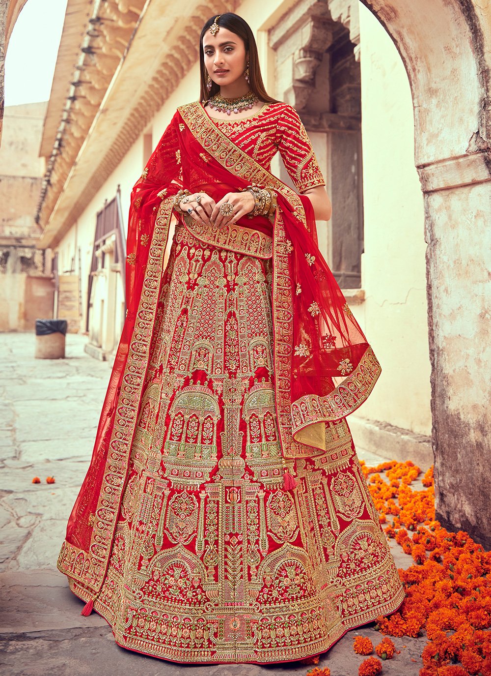 BRAND: Kashees Beautiful heavily hand embellished velvet fabric bridal  lehenga choli paired with matching dupatta having a border patch on… |  Instagram