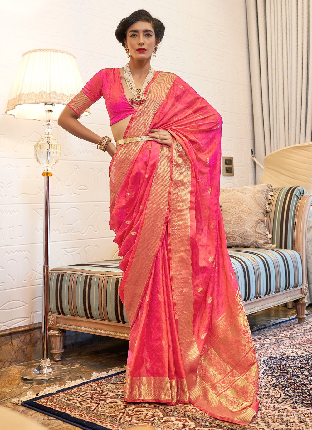 Rose Pink Festival Designer Traditional Saree